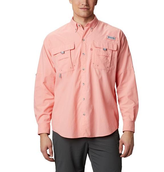 Columbia PFG Bahama II Fishing Shirts Pink For Men's NZ39278 New Zealand